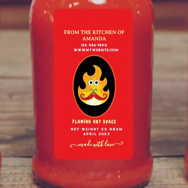 Etiqueta Rótulo de Molho Quente Personalizado Flamejante Ca (Criador carregado)