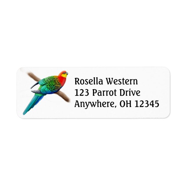 Etiqueta Rótulo de Papagaio Rosella Ocidental (Frente)