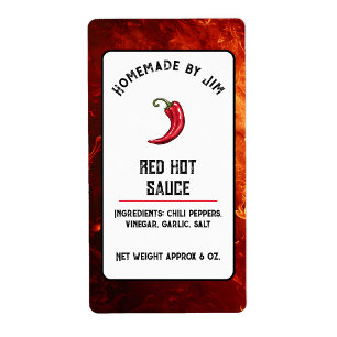 Etiqueta Rótulo de Pimenta de Molho Quente Vermelho Moderno