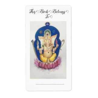 Etiqueta Rótulo de Placa de Livro Ganesha Elefante Maureen