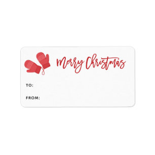 Etiqueta Rótulo de Presente de Natal Feliz para Red Mitten