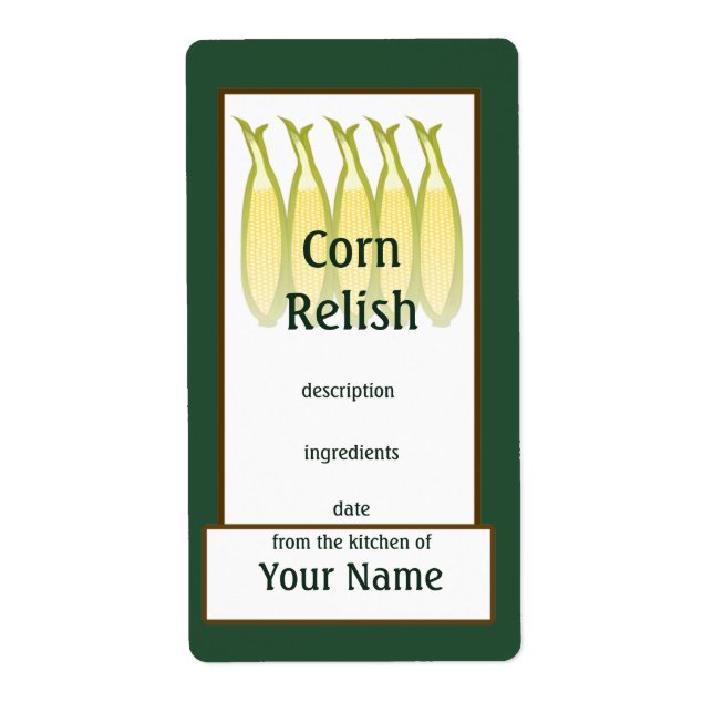 Etiqueta Rótulo de Preserva de Corn Relish (Frente)