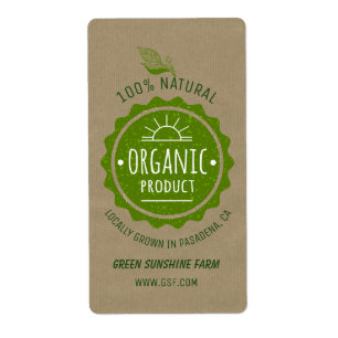Etiqueta Rótulo de Produto Ecológico Orgânico Natural Pe