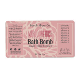 Etiqueta Rótulo de Produto Spa Floral, Rosa-Coral, Elegante