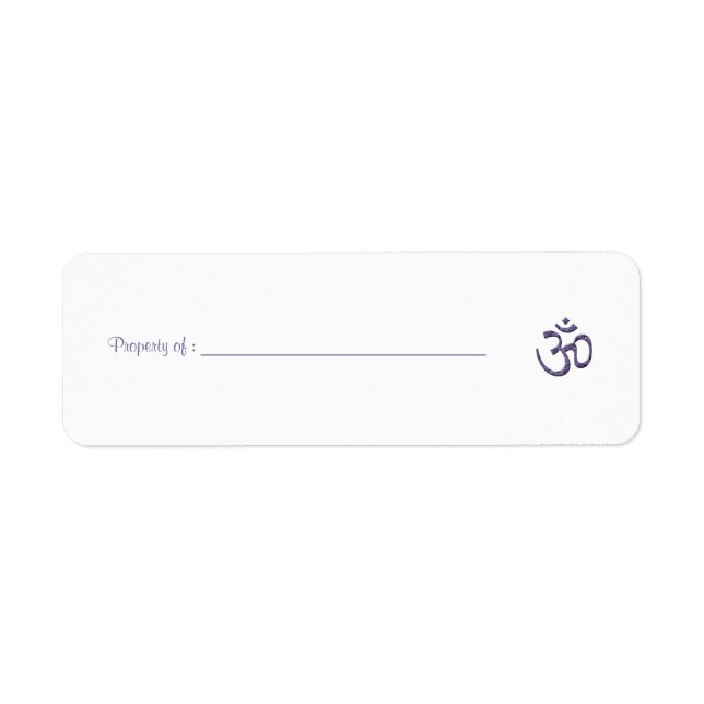 Etiqueta Rótulo de propriedade de Símbolo Om Roxo (Frente)