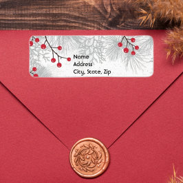 Etiqueta Rótulo de ramos de prata e bagas