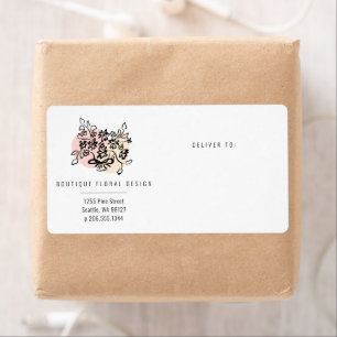 Etiqueta Rótulo de remessa do Florals Doodle Small Business