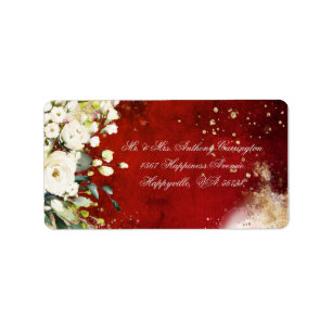 Etiqueta Rótulo De Retorno De Casamento Vermelho Russo Flor