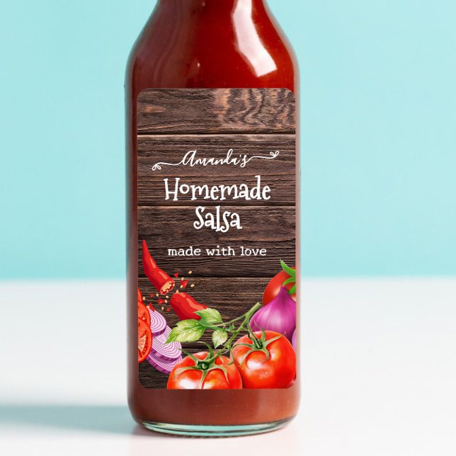 Etiqueta Rótulo de Salsa Personalizada Caseira Rústica (Criador carregado)