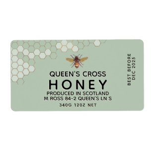 Etiqueta Rótulo de salto hexadecimal de mel de 12 oz com pe