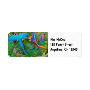 Etiqueta Rótulo de Selva de Macaw