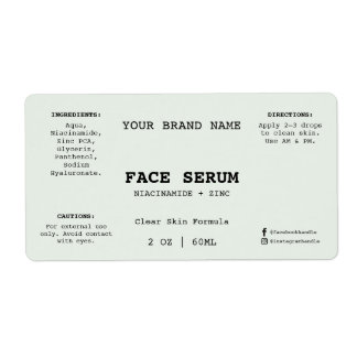 Etiqueta Rótulo de Sérum Facial Verde Salvia Minimalista 60
