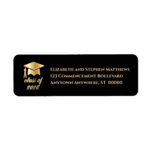 Etiqueta Rótulo de tampa de graduação Black Gold Class of