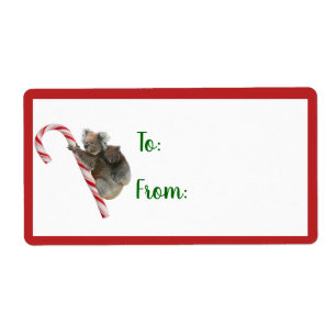 Etiqueta Rótulo de Ursos Koala Australiana Candy Cane