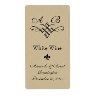Etiqueta Rótulo de Vinho Casado Monograma (bege)