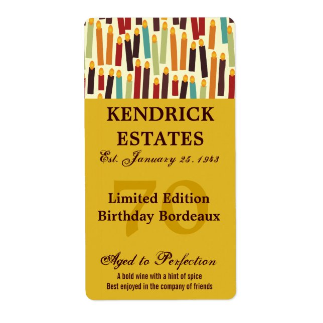Etiqueta Rótulo de Vinho de Aniversário Dourado (375 ml) (Frente)