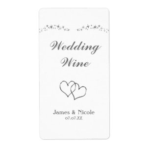 Etiqueta Rótulo de Vinho de Casamento Brilho Prateado & Cor