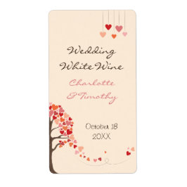 Etiqueta Rótulo de Vinho de Casamento de Árvores de Amor
