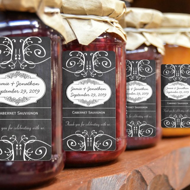 Etiqueta Rótulo de Vinho de Casamento de Chalkboard (Criador carregado)