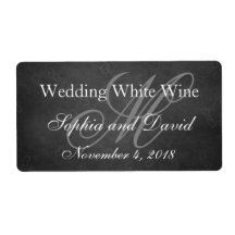 Rótulo de Vinho de Casamento de Chalkboard Monogra