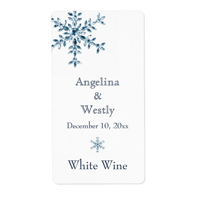 Etiqueta Rótulo de Vinho de Casamento de Glamor de inverno  (Frente)