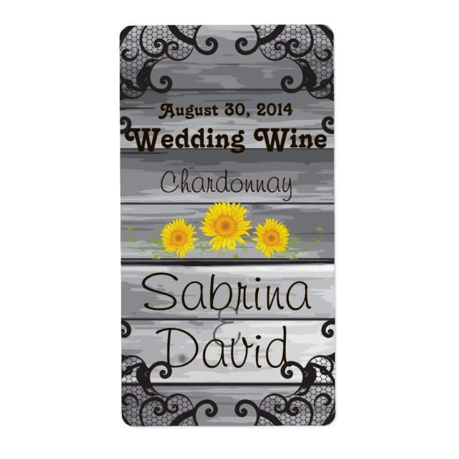 Etiqueta Rótulo de Vinho de Casamento de Madeira Marinha (Frente)