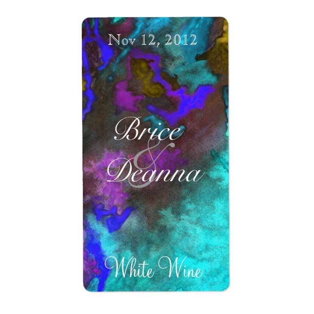 Etiqueta Rótulo de Vinho de Casamento do Teal Fusion 2 (Frente)