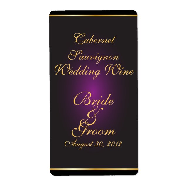 Etiqueta Rótulo de Vinho de Casamento Dourado (Frente)