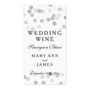 Etiqueta Rótulo de Vinho de Casamento Folhas de Prata Luzes