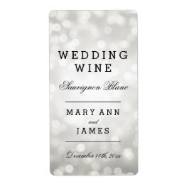 Etiqueta Rótulo de Vinho de Casamento Luzes Luminosas Prate