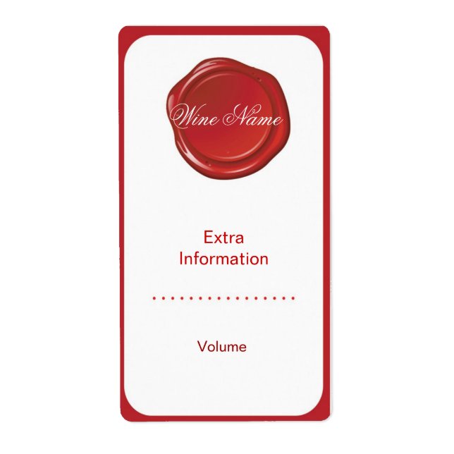 Etiqueta Rótulo de Vinho de Seda Vermelha (Frente)