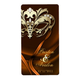 Etiqueta Rótulo de Vinho Dourado Mascarada Laranja Vestido