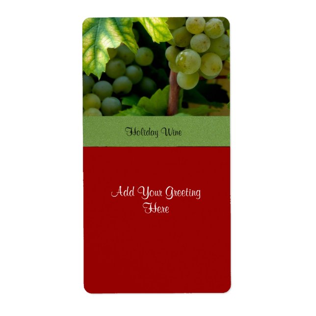Etiqueta Rótulo de Vinho Feriado com Uvas Brancas (Frente)