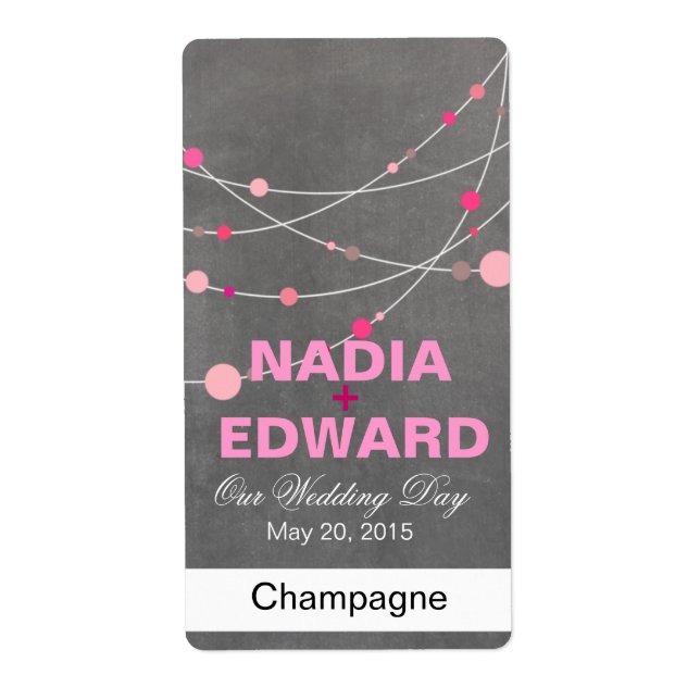 Etiqueta Rótulo de Vinho rosa do quadro de na moda (Frente)