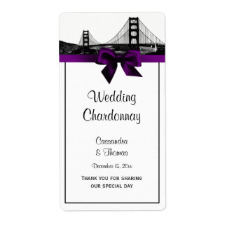 Etiqueta Rótulo de Vinho Roxo de San Fran Skyline Etch BW