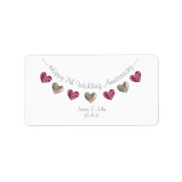 Etiqueta Rótulo do coração de lã de 7 de Feliz Aniversário