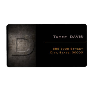 Etiqueta Rótulo do endereço D do monograma preto de bronze