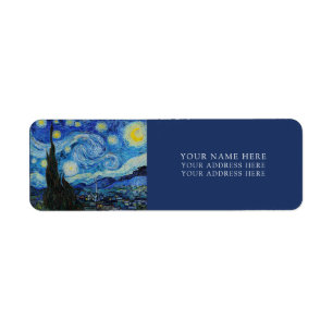 ETIQUETA RÓTULO DO ENDEREÇO DE DEVOLUÇÃO VAN GOGH "STARRY N