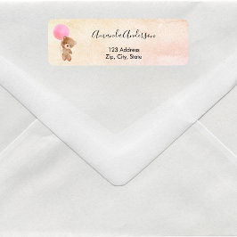 Etiqueta Rótulo do endereço de retorno cor-de-rosa do urso