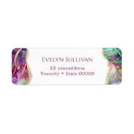 Etiqueta Rótulo do endereço de retorno opal Fuchsia aquamar