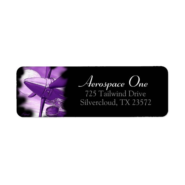 Etiqueta Rótulo do endereço de retorno roxo da aeronave Tur (Frente)