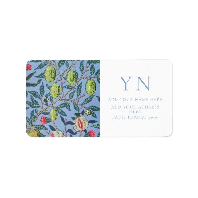 ETIQUETA RÓTULO DO ENDEREÇO WILLIAM MORRIS POMEGRANATE (Frente)