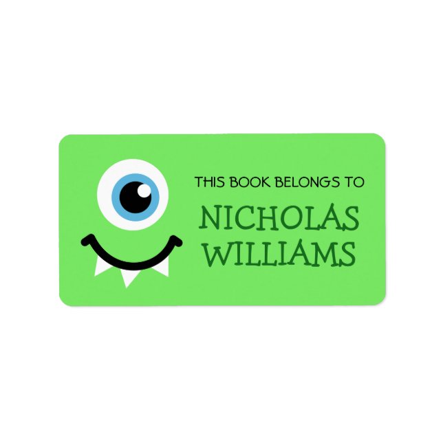 Etiqueta Rótulo do livro de livros para crianças de monstro (Frente)