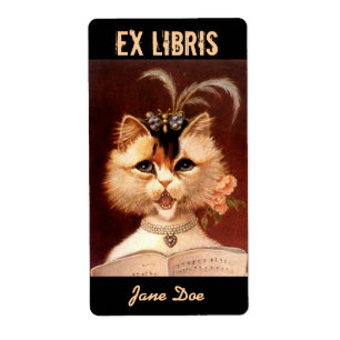 Etiqueta Rótulo do Livro de Música EX LIBRIS Gato Vitoriano