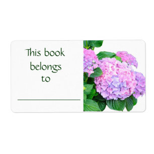 Etiqueta Rótulo do livro Hydrangea rosa