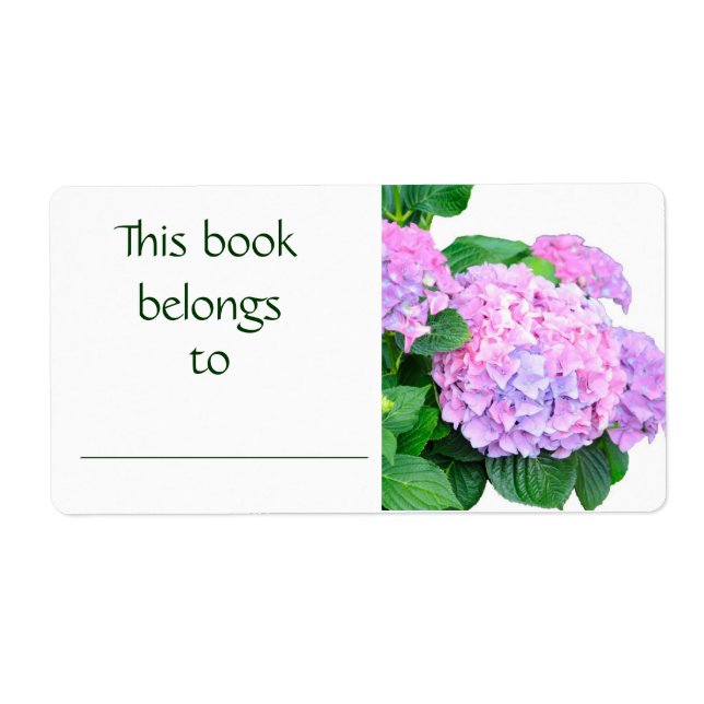 Etiqueta Rótulo do livro Hydrangea rosa (Frente)
