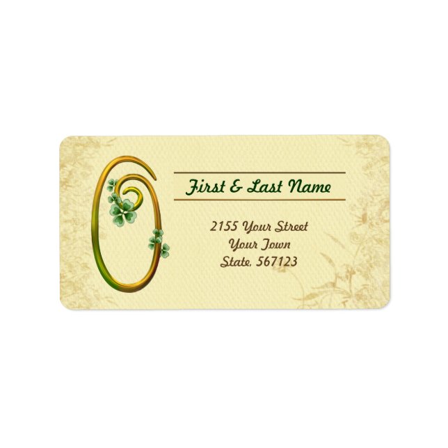 Etiqueta Rótulo do Monograma 0 Dourado irlandês (Frente)