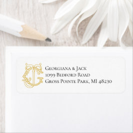 Etiqueta Rótulo do Monograma JG Monograma de CORES EDITÁVEI