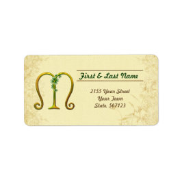 Etiqueta Rótulo do Monograma M irlandês Dourado