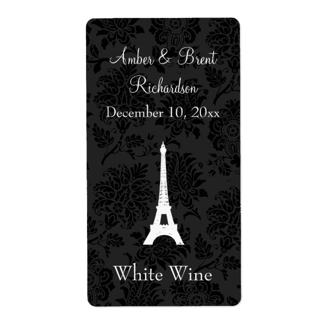 Etiqueta Rótulo do vinho Damask Paris (Frente)